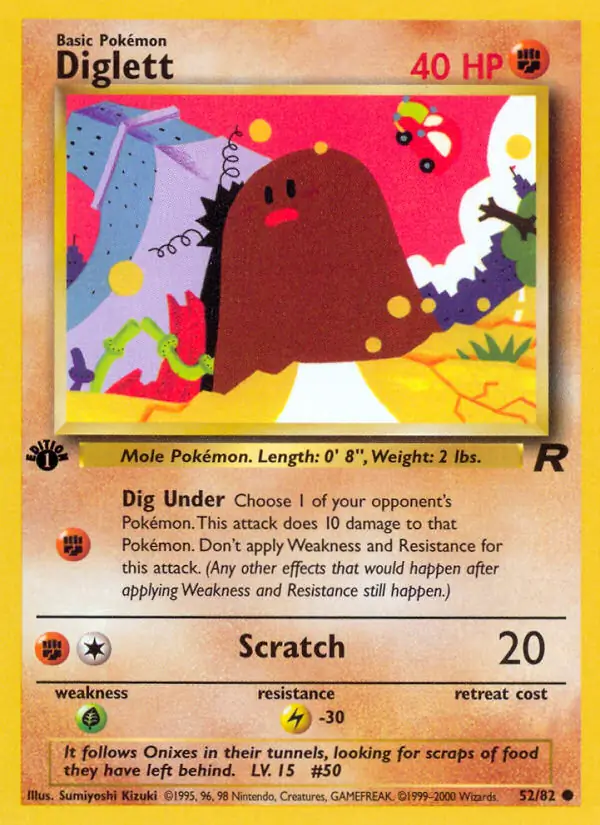 Diglett Pokemon card from Team Rocket 1st Edition