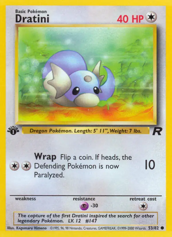Dratini Pokemon card from Team Rocket 1st Edition