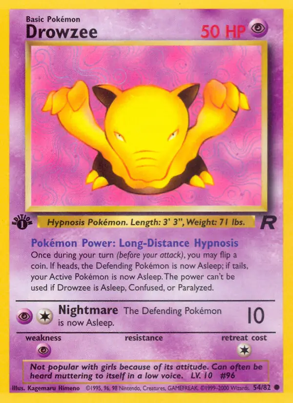 Drowzee Pokemon card from Team Rocket 1st Edition