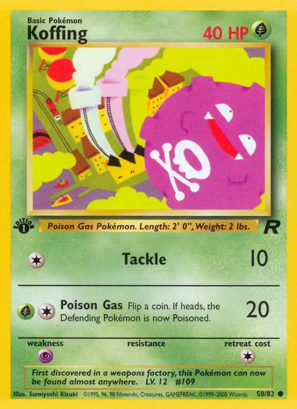 Koffing Pokemon card from Team Rocket 1st Edition