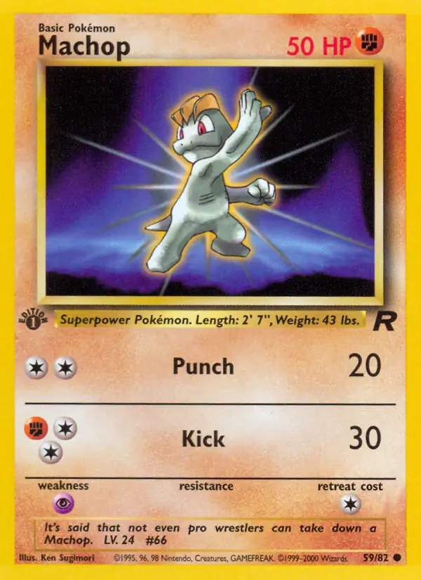 Machop Pokemon card from Team Rocket 1st Edition