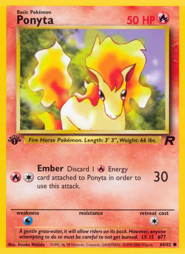 Ponyta Pokemon card from Team Rocket 1st Edition