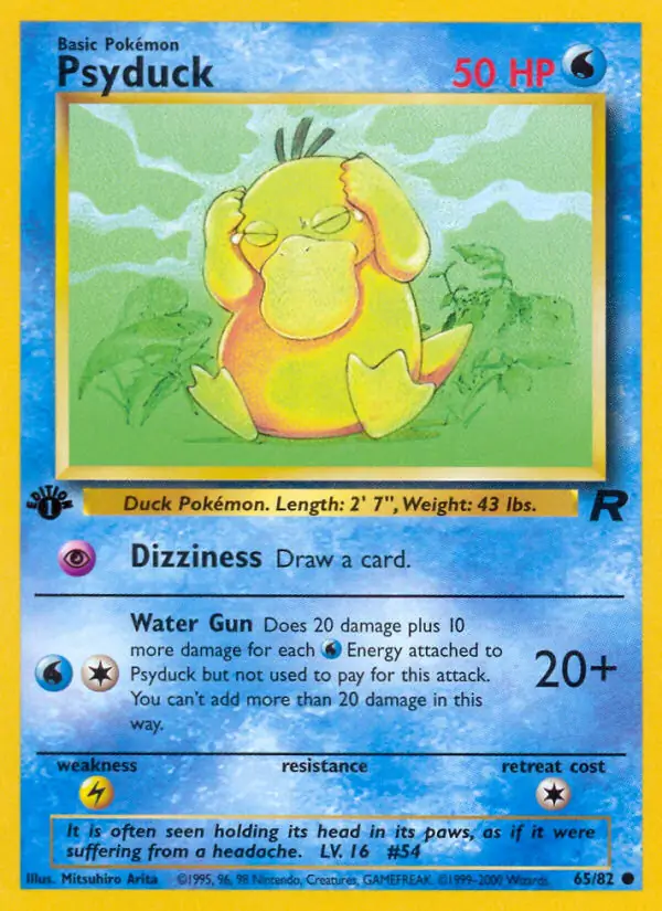 Psyduck Pokemon card from Team Rocket 1st Edition