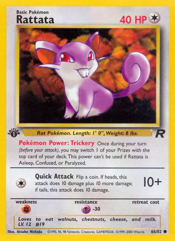 Rattata Pokemon card from Team Rocket 1st Edition