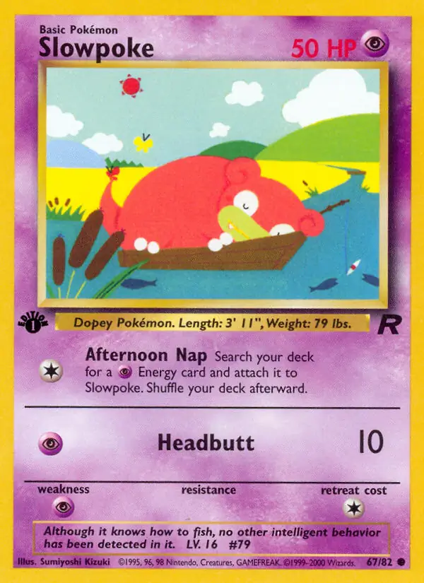 Slowpoke Pokemon card from Team Rocket 1st Edition