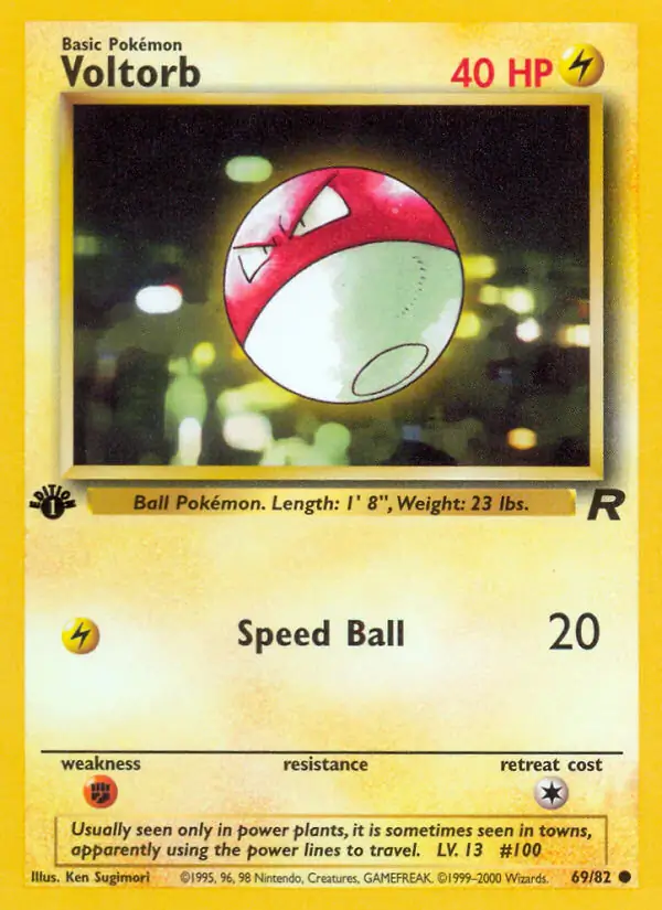 Voltorb Pokemon card from Team Rocket 1st Edition
