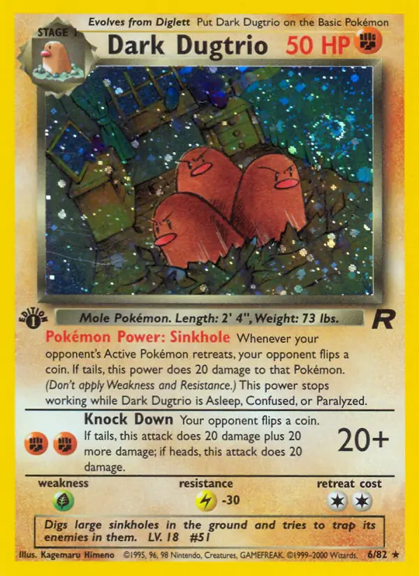 Dark Dugtrio Holo Pokemon card from Team Rocket 1st Edition