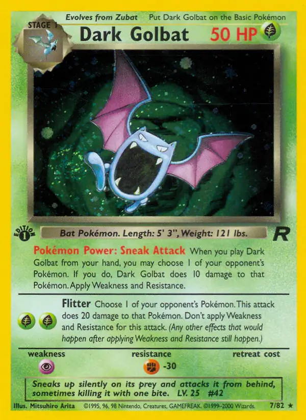 Dark Golbat Holo Pokemon card from Team Rocket 1st Edition