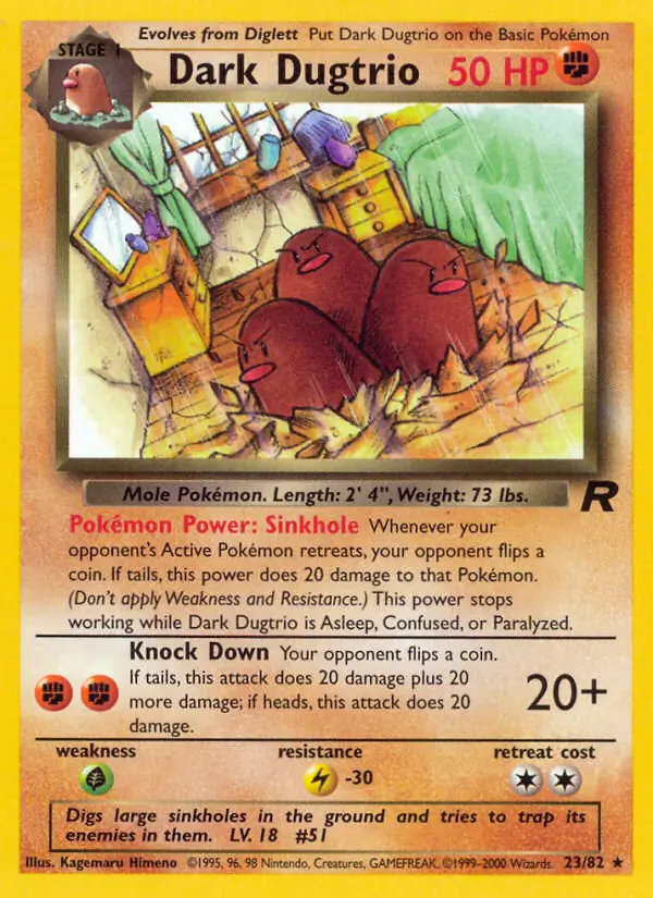 Dark Dugtrio Pokemon card from Team Rocket