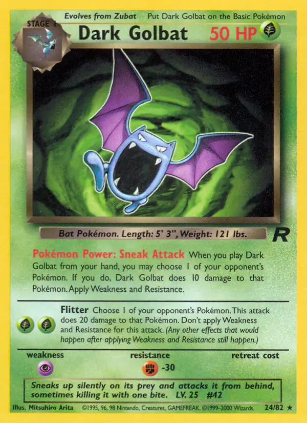 Dark Golbat Pokemon card from Team Rocket
