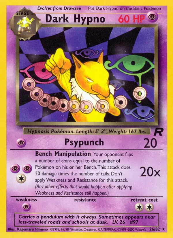 Dark Hypno Pokemon card from Team Rocket