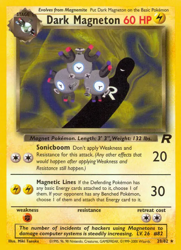 Dark Magneton Pokemon card from Team Rocket