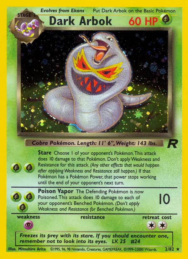  Dark Arbok Holo Pokemon card from Team Rocket