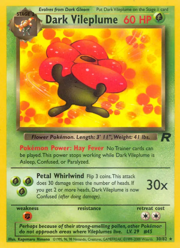 Dark Vileplume Pokemon card from Team Rocket