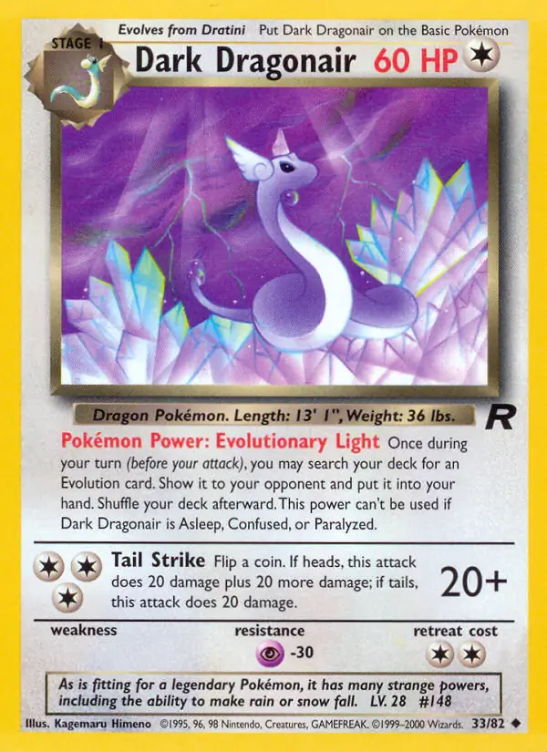 Dark Dragonair Pokemon card from Team Rocket
