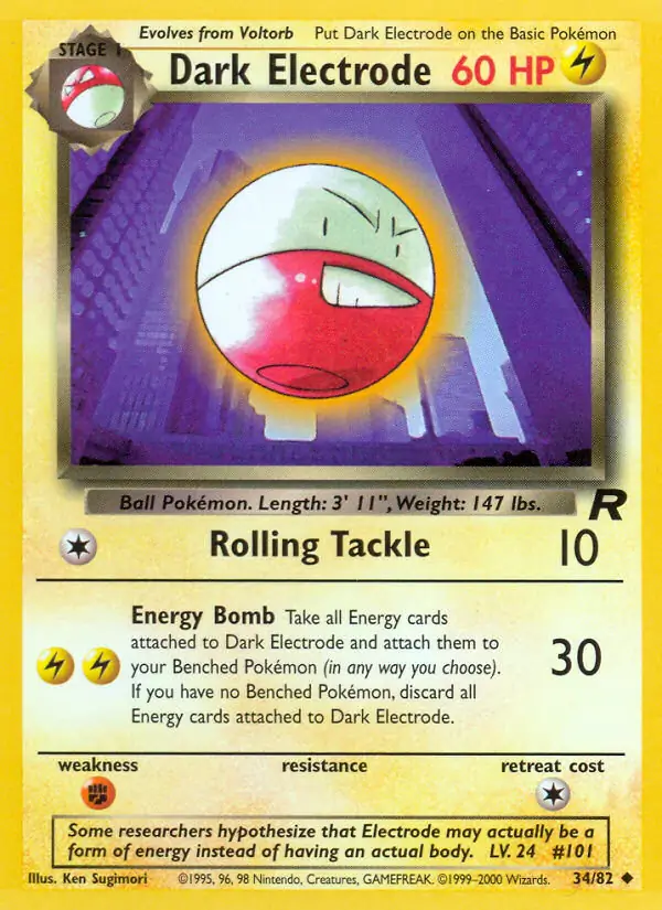 Dark Electrode Pokemon card from Team Rocket