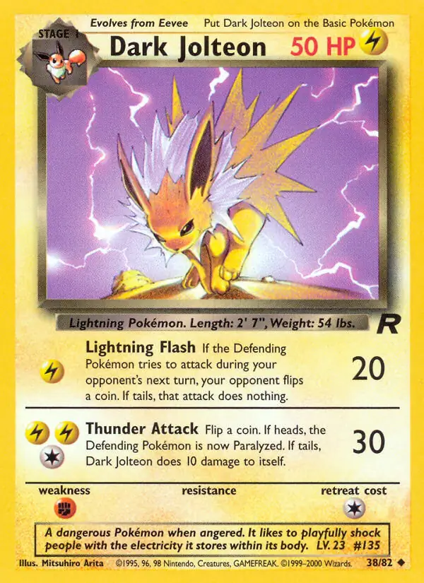 Dark Jolteon Pokemon card from Team Rocket