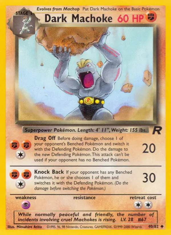 Dark Machoke Pokemon card from Team Rocket