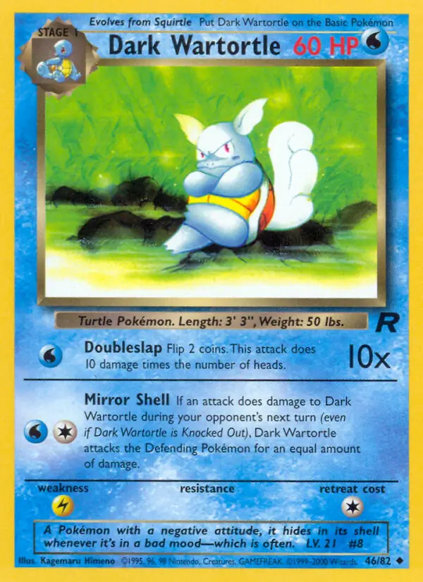 Dark Wartortle Pokemon card from Team Rocket