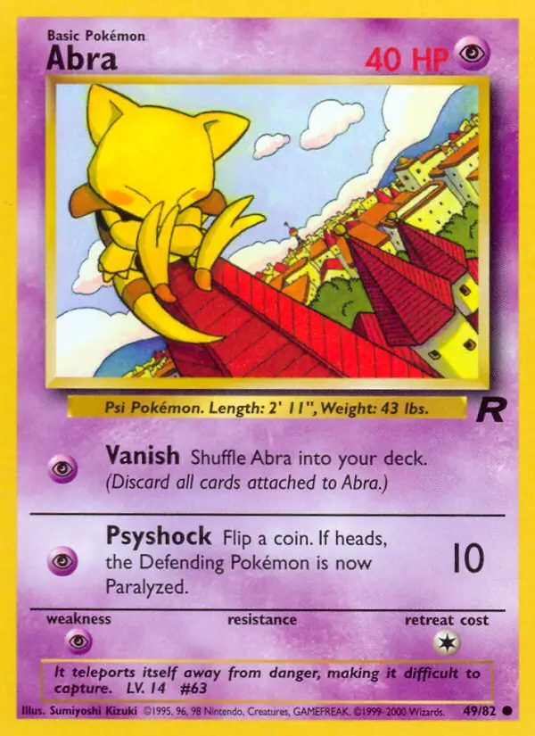 Abra Pokemon card from Team Rocket