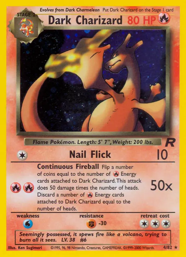 Dark Charizard Holo Pokemon card from Team Rocket