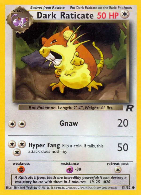 Dark Raticate Pokemon card from Team Rocket
