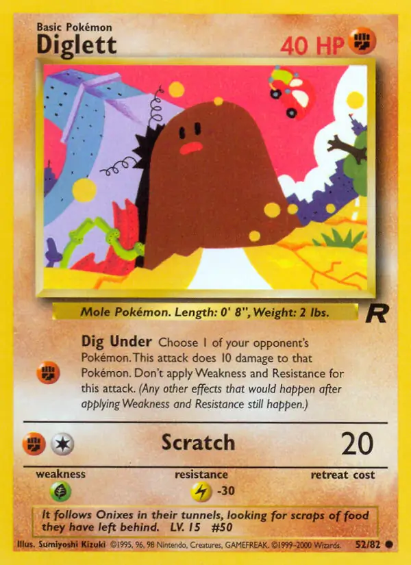 Diglett Pokemon card from Team Rocket
