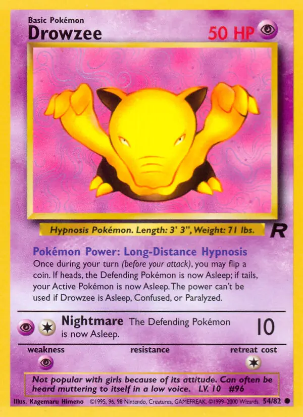 Drowzee Pokemon card from Team Rocket