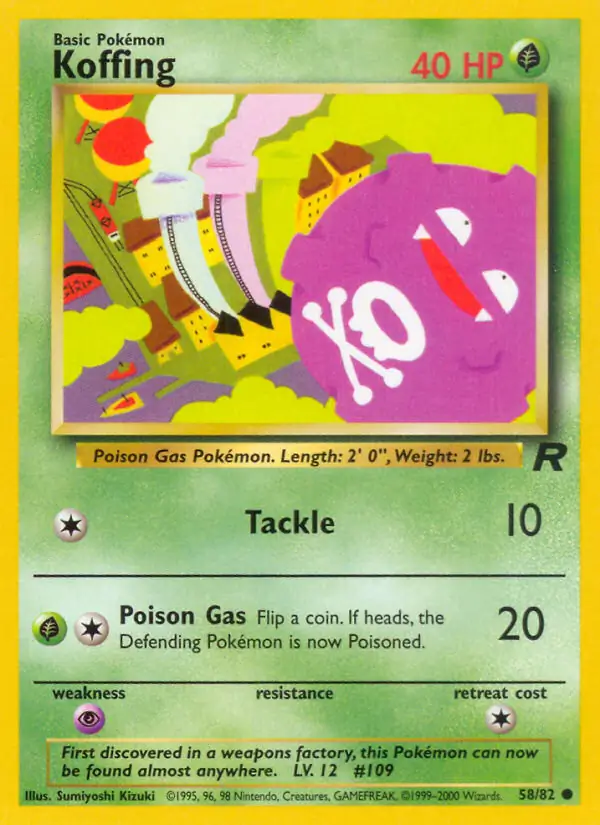 Koffing Pokemon card from Team Rocket