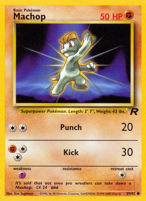 Machop Pokemon card from Team Rocket