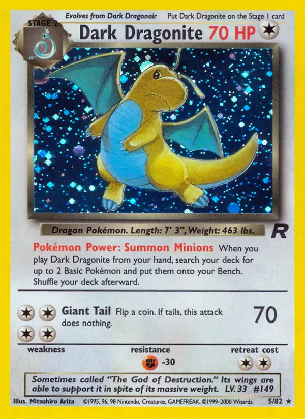 Dark Dragonite Holo Pokemon card from Team Rocket