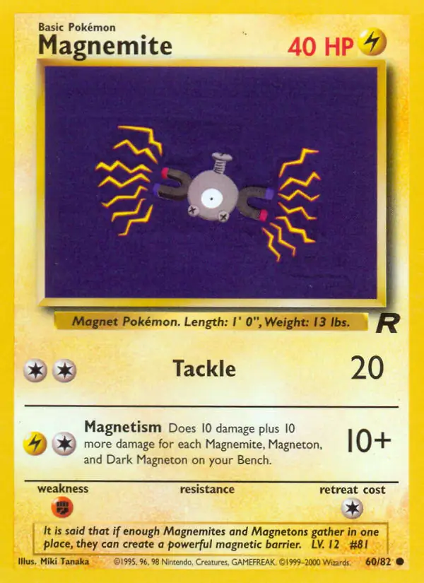 Magnemite Pokemon card from Team Rocket