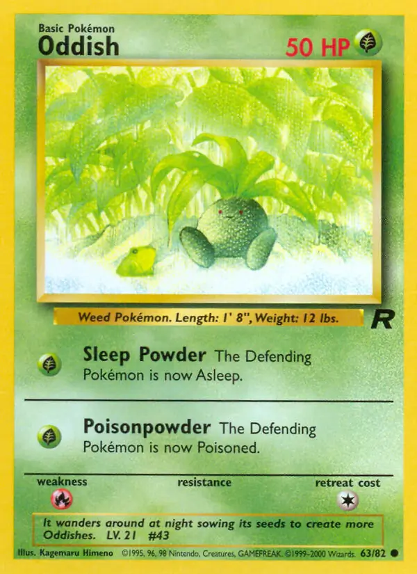 Oddish Pokemon card from Team Rocket