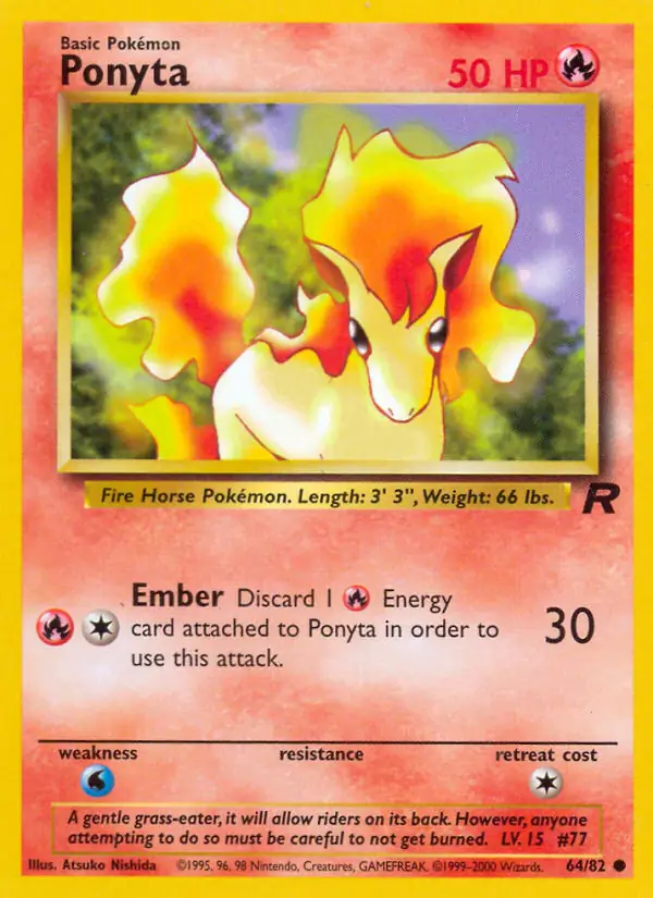 Ponyta Pokemon card from Team Rocket