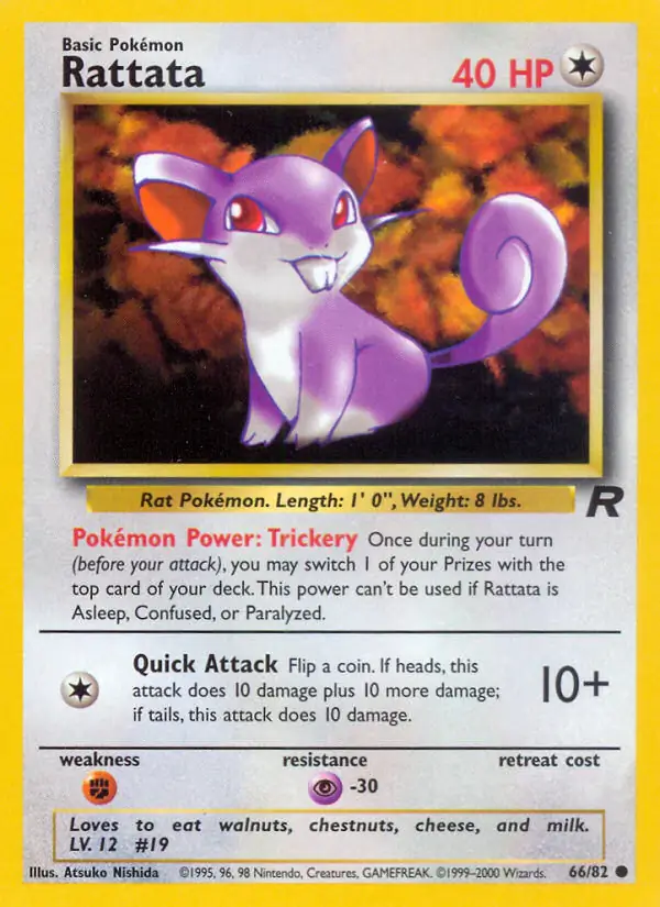 Rattata Pokemon card from Team Rocket