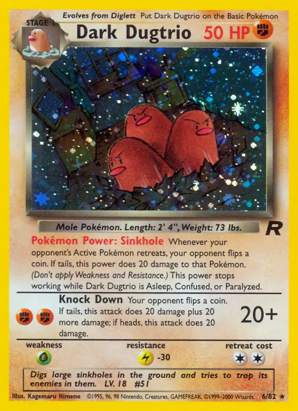 Dark Dugtrio Holo Pokemon card from Team Rocket