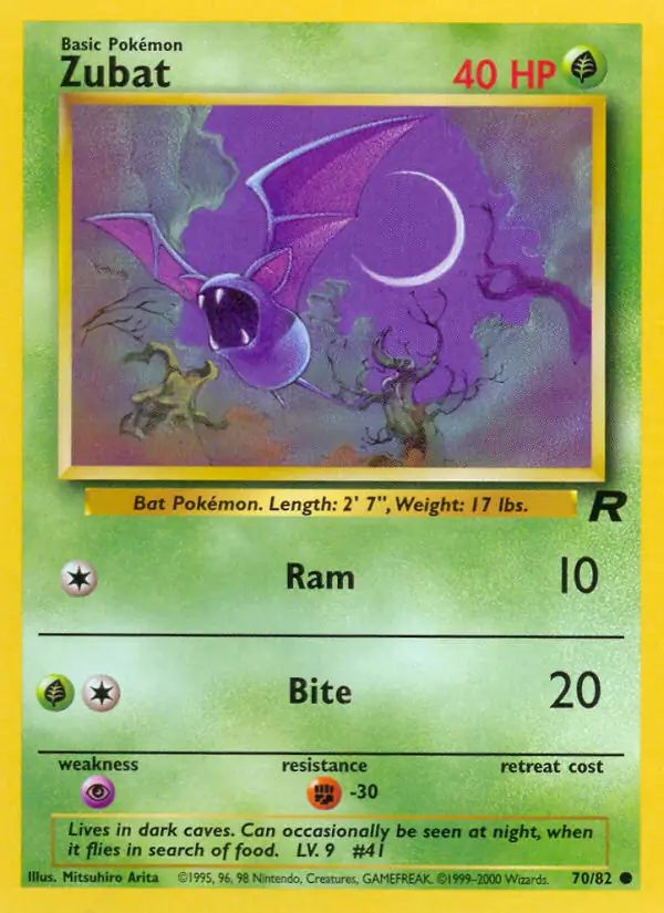 Zubat Pokemon card from Team Rocket