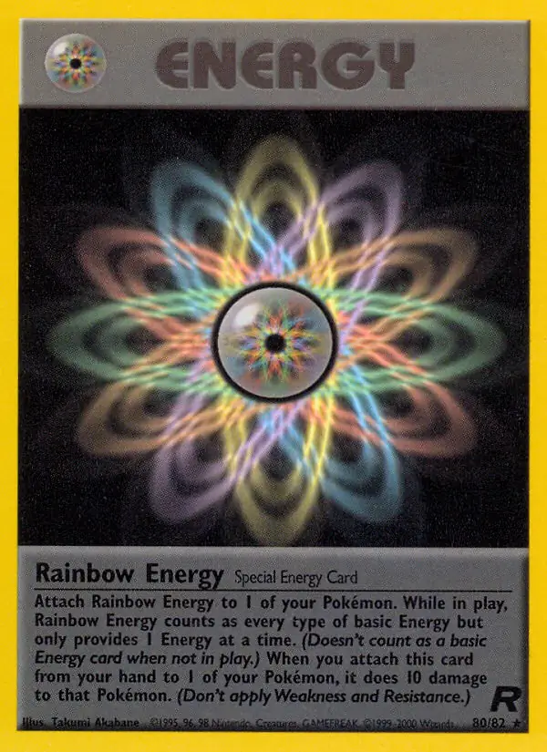Rainbow Energy Pokemon card from Team Rocket