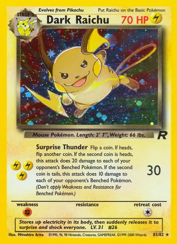 Dark Raichu Secret Pokemon card from Team Rocket