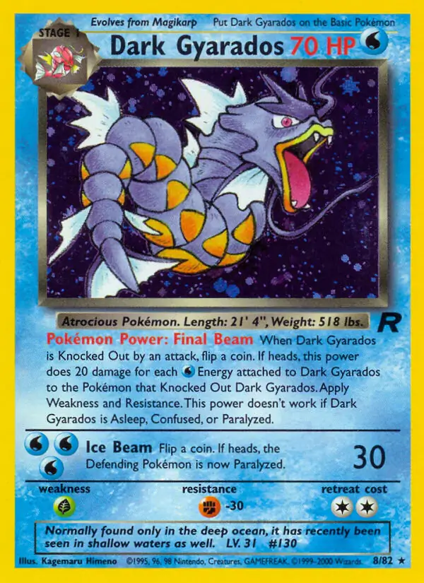 Dark Gyarados Holo Pokemon card from Team Rocket