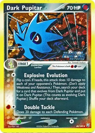 Dark Pupitar Reverse Holo Pokemon card from Team Rocket Returns