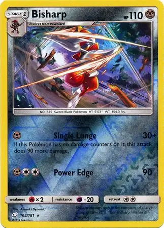 Bisharp Reverse Holo Pokemon card from Team Up