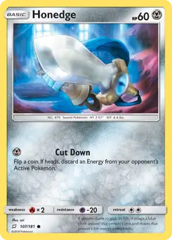 Honedge Pokemon card from Team Up