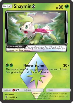 Shaymin Prism Star Pokemon card from Team Up
