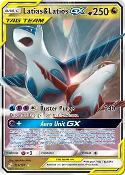 Latias & Latios GX Pokemon card from Team Up
