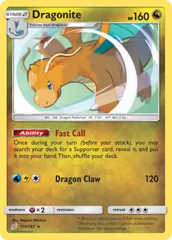 Dragonite Holo Pokemon card from Team Up