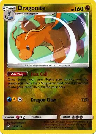 Dragonite Reverse Holo Pokemon card from Team Up