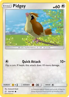 Pidgey Pokemon card from Team Up