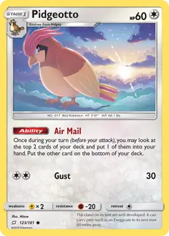 Pidgeotto Pokemon card from Team Up