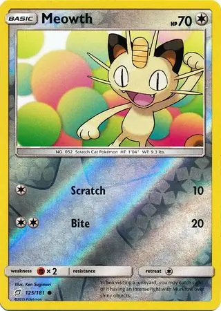 Meowth Reverse Holo Pokemon card from Team Up